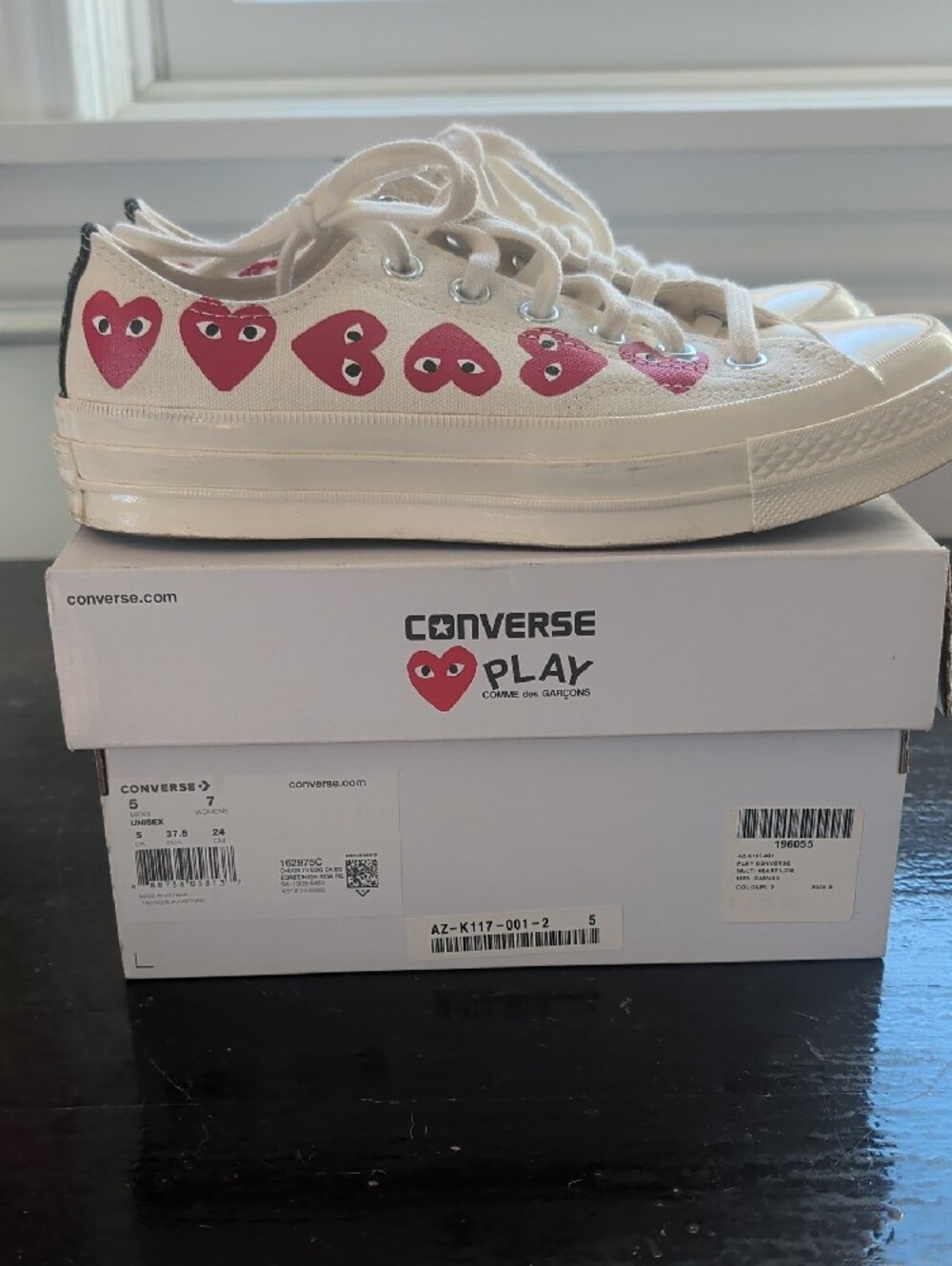 Converse Cream Canvas Sneakers with Pink Heart Design - Picture 2 of 5
